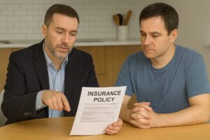 two men looking at insurance claim