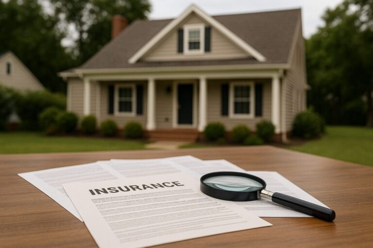 a house with insurance policy papers