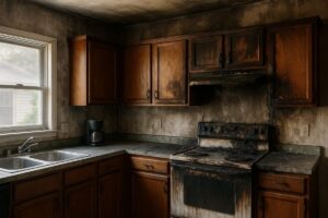 landscape fire damage kitchen