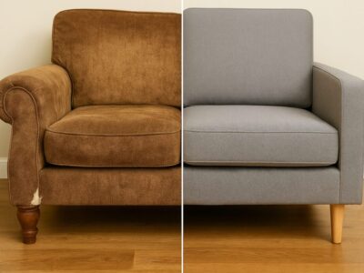 furniture-before-after couch showing before and after damage