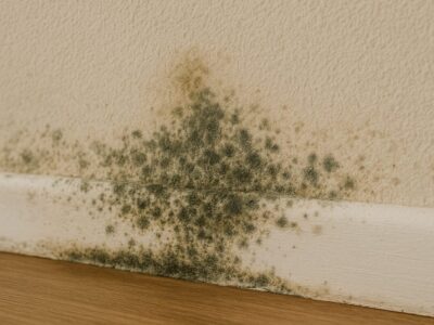 mold on baseboard from water damage